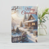 Winterurlaub Hütte Feiertagskarte (Stehend Vorderseite)