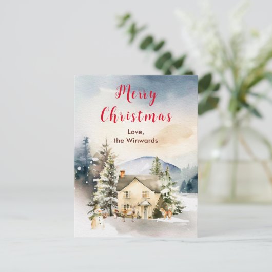 Winterurlaub Hütte Frohe Weihnachten (Stehend Vorderseite)