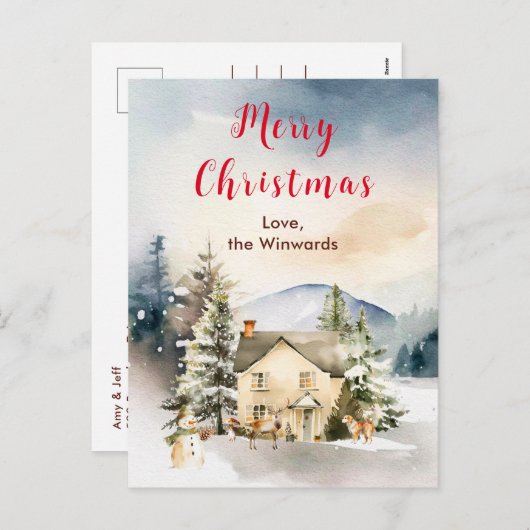 Winterurlaub Hütte Frohe Weihnachten (Vorne/Hinten)