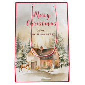 Winterurlaub Hütte Frohe Weihnachten Mittlere Geschenktüte (Rückseite)