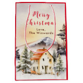 Winterurlaub Hütte Frohe Weihnachten Mittlere Geschenktüte (Vorderseite)