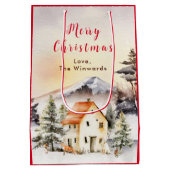 Winterurlaub Hütte Frohe Weihnachten Mittlere Geschenktüte (Rückseite)