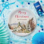 Winterurlaub Hütte Frohe Weihnachten Pappteller (Party)