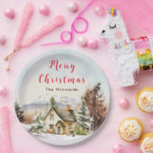 Winterurlaub Hütte Frohe Weihnachten Pappteller (Party)