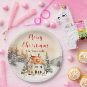Winterurlaub Hütte Frohe Weihnachten Pappteller (Party)