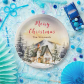 Winterurlaub Hütte Frohe Weihnachten Pappteller (Party)