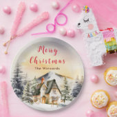 Winterurlaub Hütte Frohe Weihnachten Pappteller (Party)
