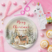 Winterurlaub Hütte Frohe Weihnachten Pappteller (Party)