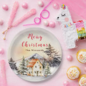 Winterurlaub Hütte Frohe Weihnachten Pappteller (Party)
