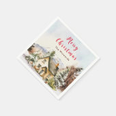 Winterurlaub Hütte Frohe Weihnachten Serviette (Ecke)