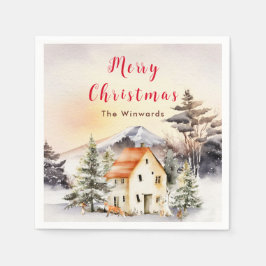 Winterurlaub Hütte Frohe Weihnachten Serviette