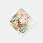 Winterurlaub Hütte Frohe Weihnachten Serviette (Ecke)