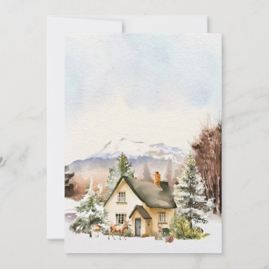 Winterurlaub Hütte Offenes Haus Einladung (Rückseite)