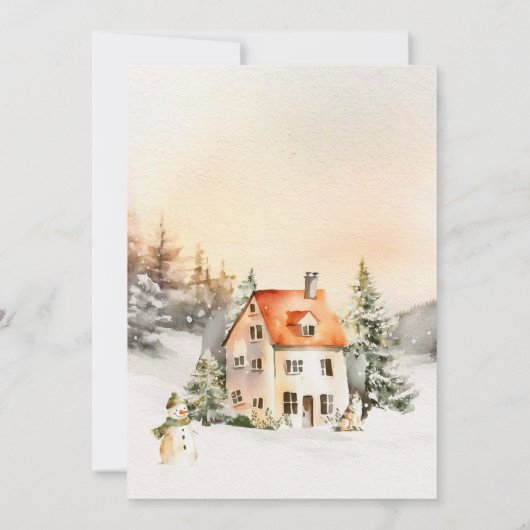 Winterurlaub Hütte Offenes Haus Einladung (Rückseite)