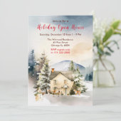 Winterurlaub Hütte Offenes Haus Einladung (Stehend Vorderseite)