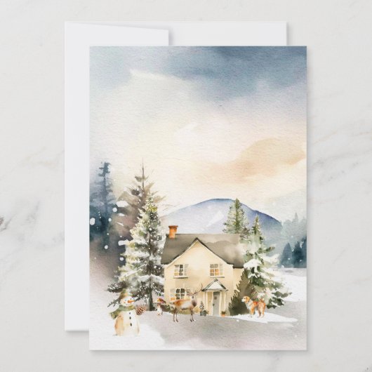 Winterurlaub Hütte Offenes Haus Einladung (Rückseite)