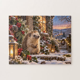 Winterurlaub-Igel-Design Puzzle