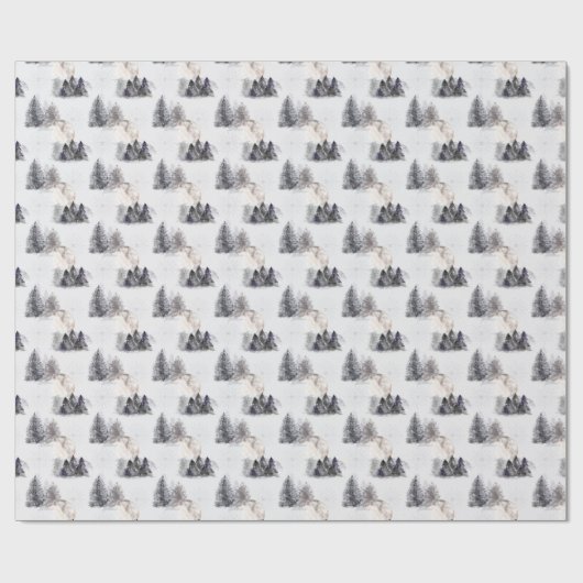 Winterurlaub im Aquarell Geschenkpapier (Flach)