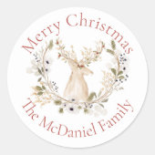 Winterurlaub im Hirschkranz Runder Aufkleber (Vorderseite)