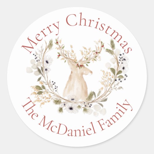 Winterurlaub im Hirschkranz Runder Aufkleber (Vorderseite)