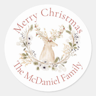 Winterurlaub im Hirschkranz Runder Aufkleber