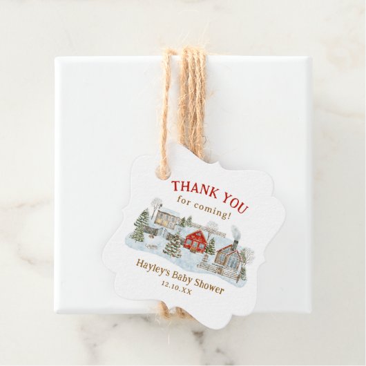 Winterurlaub im Snowy Village Danke für Ihre Ankun Geschenkanhänger (Beispiel)