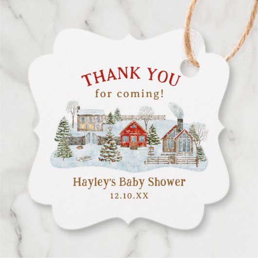 Winterurlaub im Snowy Village Danke für Ihre Ankun Geschenkanhänger (Rückseite)