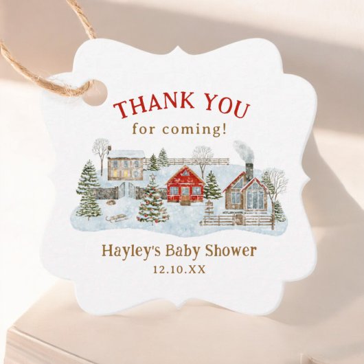Winterurlaub im Snowy Village Danke für Ihre Ankun Geschenkanhänger