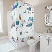 Winterurlaub in den Alpen: Aktive Menschen nahtlos Duschvorhang (Beispiel)