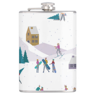 Winterurlaub in den Alpen: Aktive Menschen nahtlos Flachmann