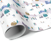 Winterurlaub in den Alpen: Aktive Menschen nahtlos Geschenkpapier (Rolleneckpunkt)