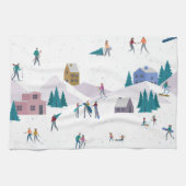 Winterurlaub in den Alpen: Aktive Menschen nahtlos Geschirrtuch (Horizontal)