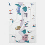 Winterurlaub in den Alpen: Aktive Menschen nahtlos Geschirrtuch (Vertikal)