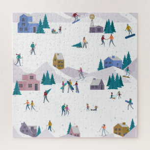 Winterurlaub in den Alpen: Aktive Menschen nahtlos Puzzle