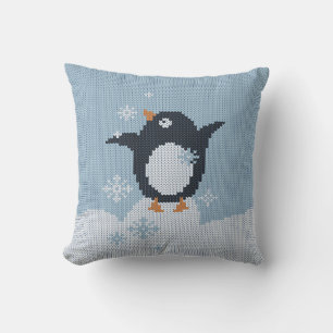 Winterurlaub in Pinguin-Snowflakes Kissen