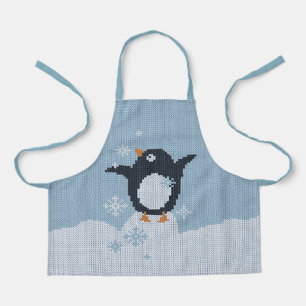 Winterurlaub in Pinguin-Snowflakes Schürze