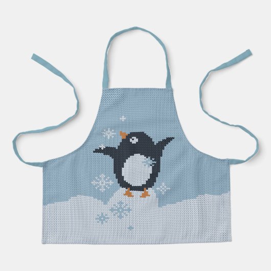 Winterurlaub in Pinguin-Snowflakes Schürze (Vorderseite)