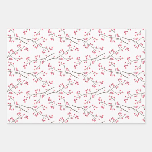 Winterurlaub in Rot-Berry-Branch Geschenkpapier Set (Vorderseite 2)
