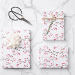 Winterurlaub in Rot-Berry-Branch Geschenkpapier Set<br><div class="desc">Dieses Muster zeigt handbemalte Wasserbeeren.</div>