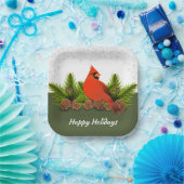 Winterurlaub Kardinal Pinecones und Schneeflocken Pappteller (Party)