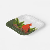 Winterurlaub Kardinal Pinecones und Schneeflocken Pappteller (Gewinkelt)