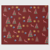 Winterurlaub Kunstmuster Geschenkpapier (Flach)