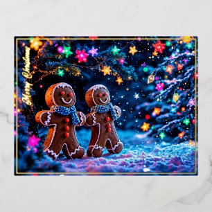 Winterurlaub Lebkuchen Weihnachtskunst Folien Feiertagspostkarte