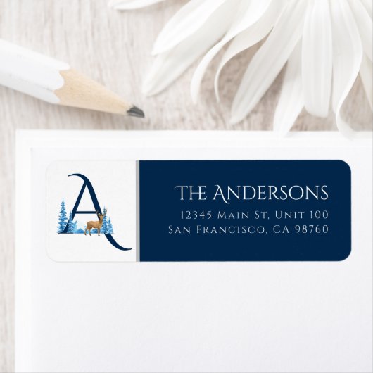 Winterurlaub | Letter A Monogram Address Label (Insitu)