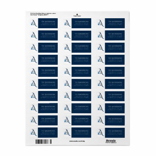 Winterurlaub | Letter A Monogram Address Label (Vorne)
