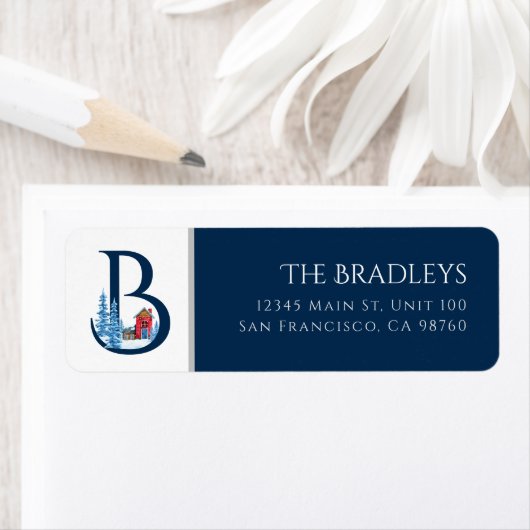 Winterurlaub | Letter B Monogram Address Label (Insitu)