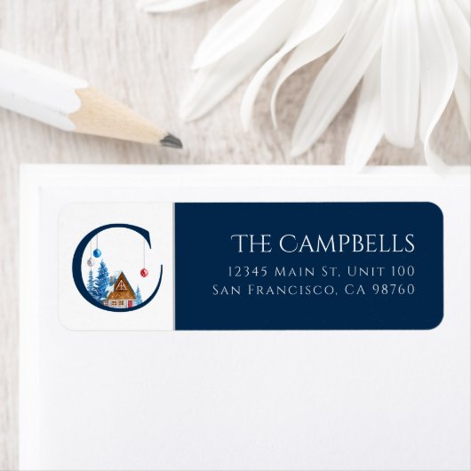 Winterurlaub | Letter C Monogram Address Label (Insitu)