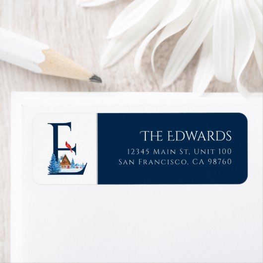 Winterurlaub | Letter E Monogram Address Label (Insitu)