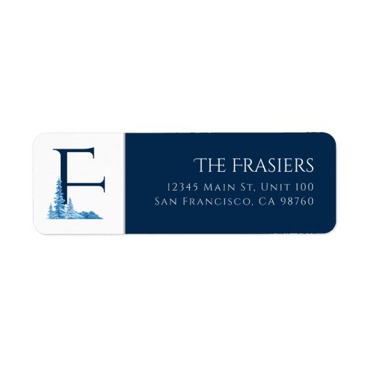 Winterurlaub | Letter F Monogram Address Label (Vorne)