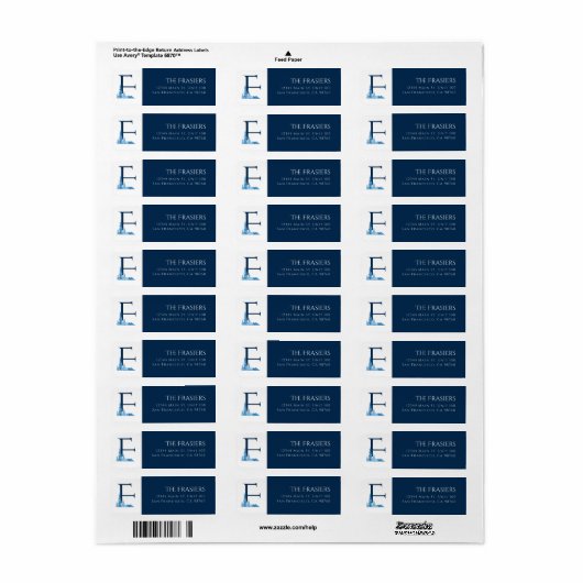 Winterurlaub | Letter F Monogram Address Label (Vorne)